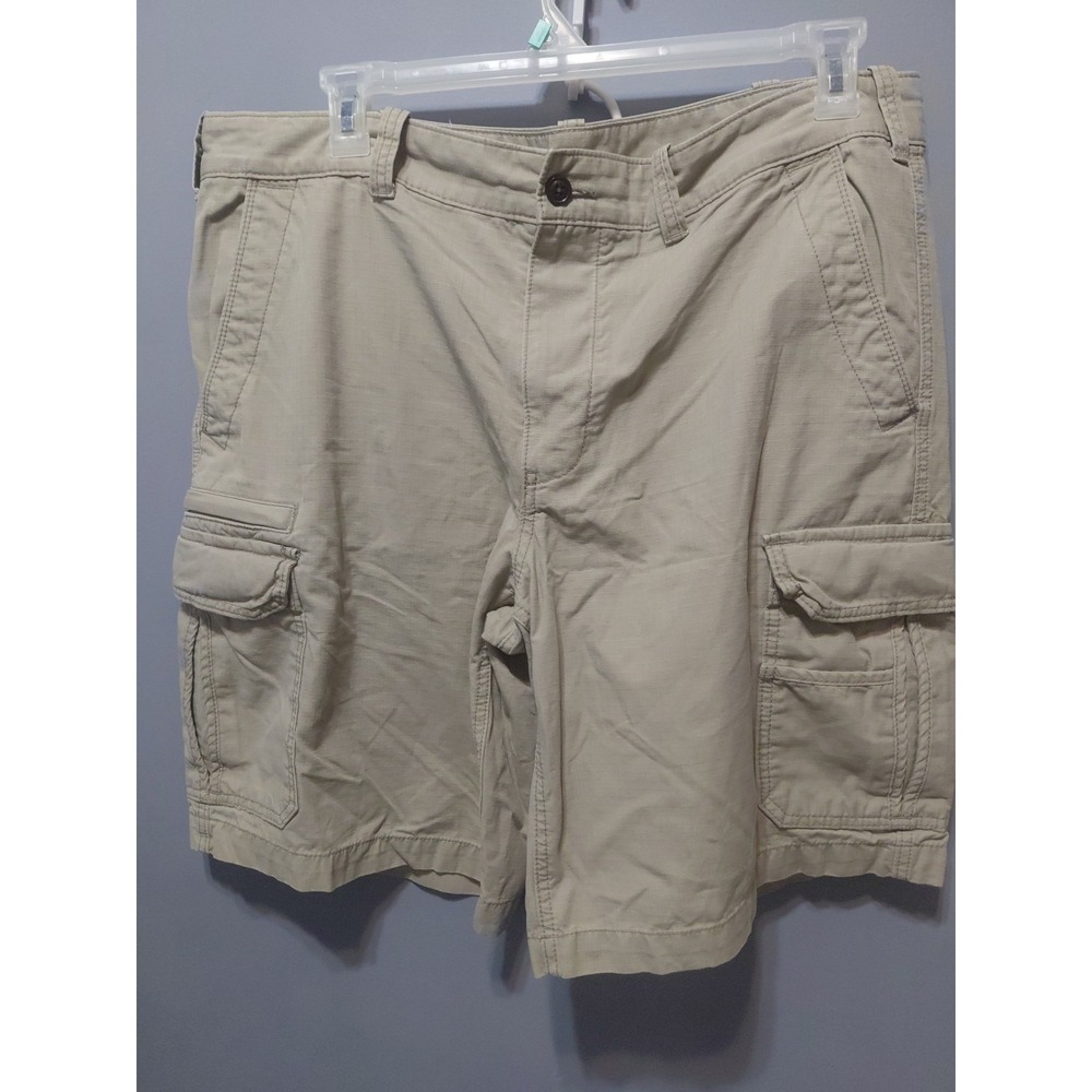 Eddie Bauer Cargo Shorts Mens 40 Khaki Fishing Hiking Outdoor Ripstop Cotton